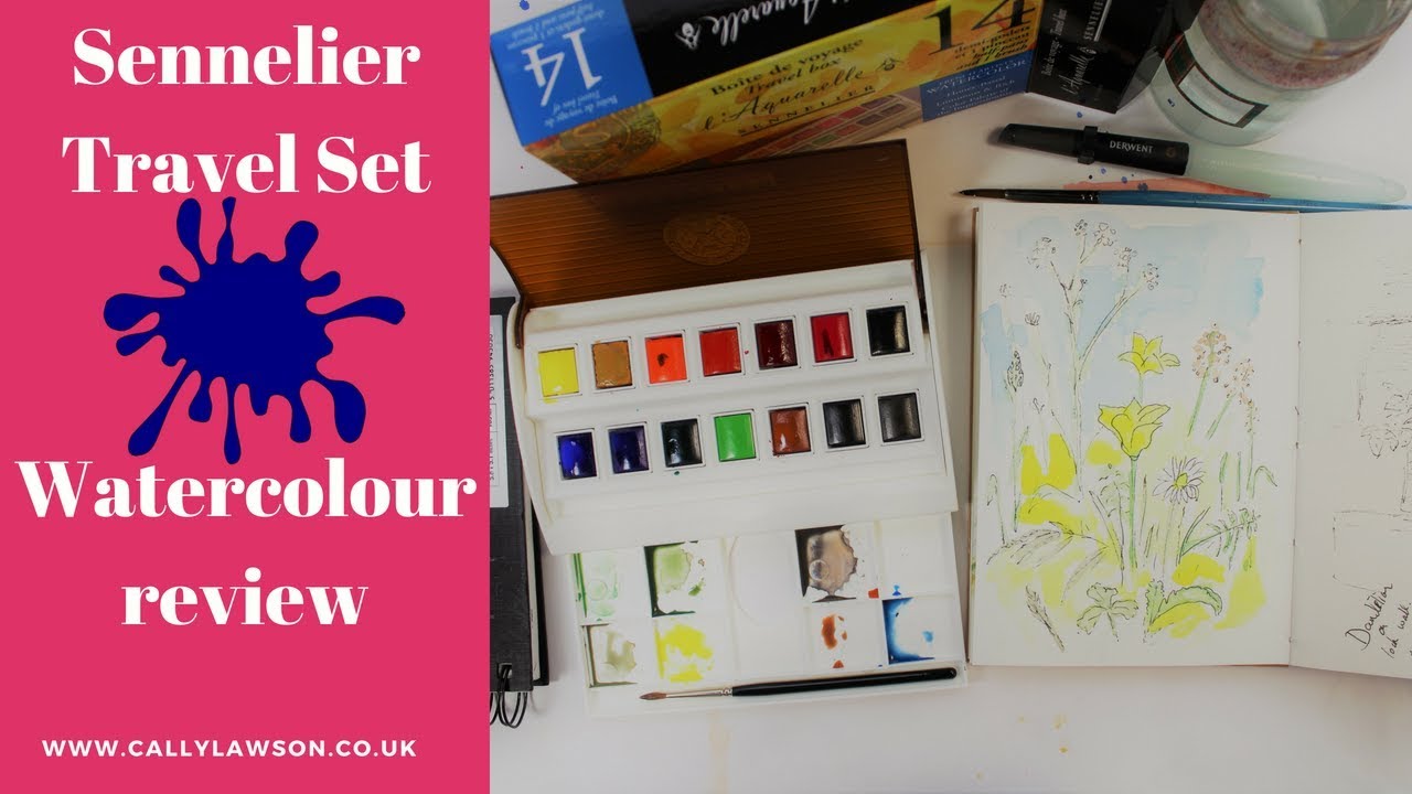 Sennelier watercolours 14 half pan travel set unboxing and review, with tips on colour mixing.