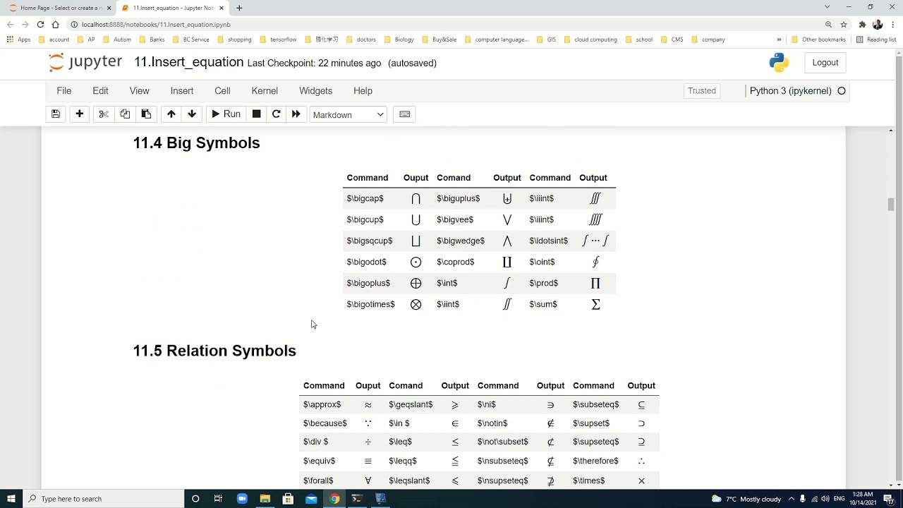 Learn Creating Math Equations and Symbols using Latex in Jupyter Notebook with 1 Hour