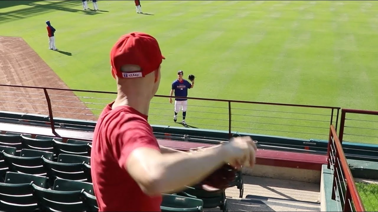 Playing catch with Tim Lincecum at Globe Life Park