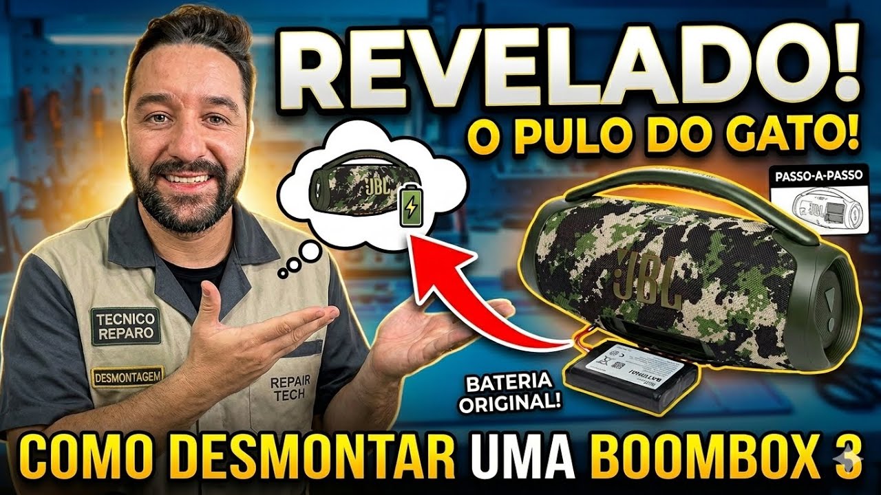 Como abrir desmontar Jbl Boombox 3 trocar bateria Aula grátis 13 Março 2023 na descrição