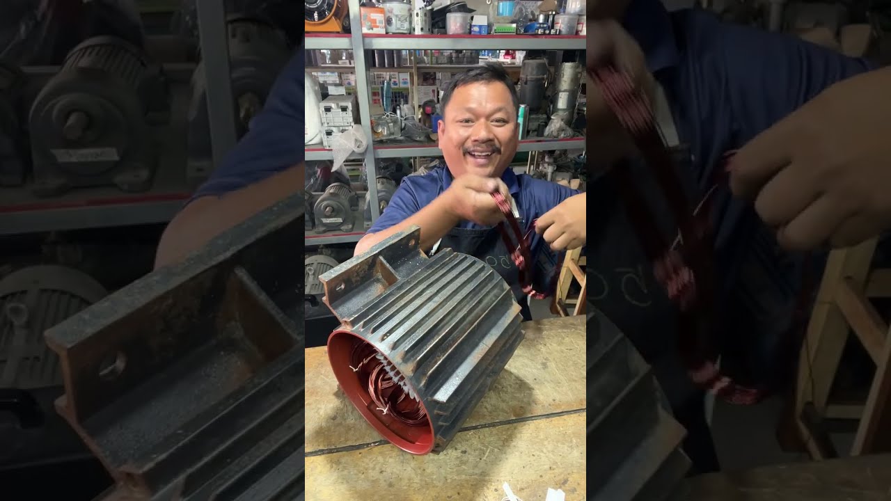 พันขดลวดทองแดงมอเตอร์5แรง 380 โวลต์ครับ ￼