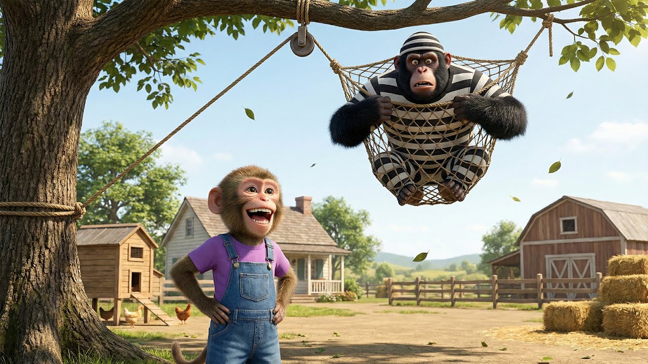 Big Black Monkey Steals KiKi’s Milk Cow! 🐄😱 | Panda Police Plan a Rescue 🐼🚓 | KIKI MONKEY LIFE