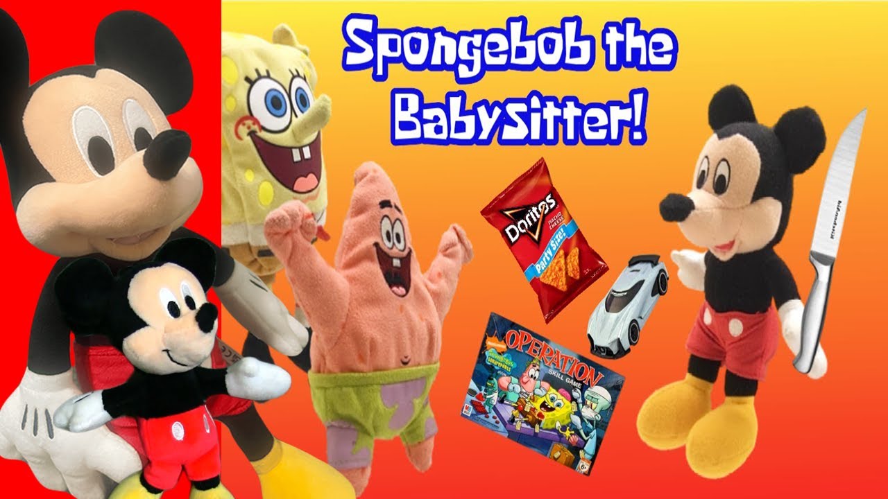 Baby Mickey Mouse reacts to SpongeBob the Babysitter! - SpongePlushies Part 1