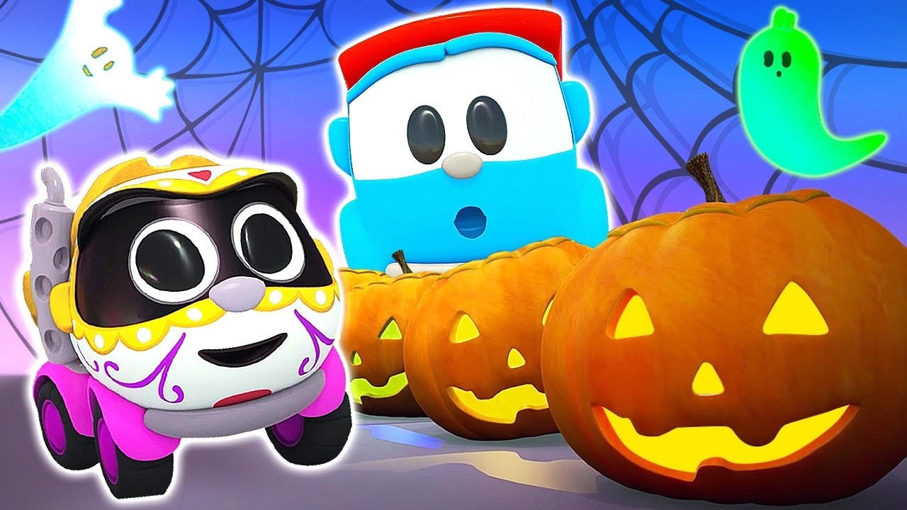 Dia das Bruxas com Leia e Léo, o caminhão! Desenhos animados de Halloween. Desenho animado infantil