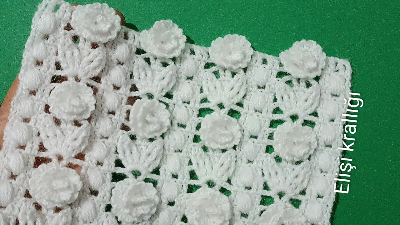 KENDİ TASARIMIM  GONCA DALI ÇEYİZLİK YELEK ŞAL YAPIMI ✔️HOW TO KNIT A BUD BRANCH PATTERN✔️