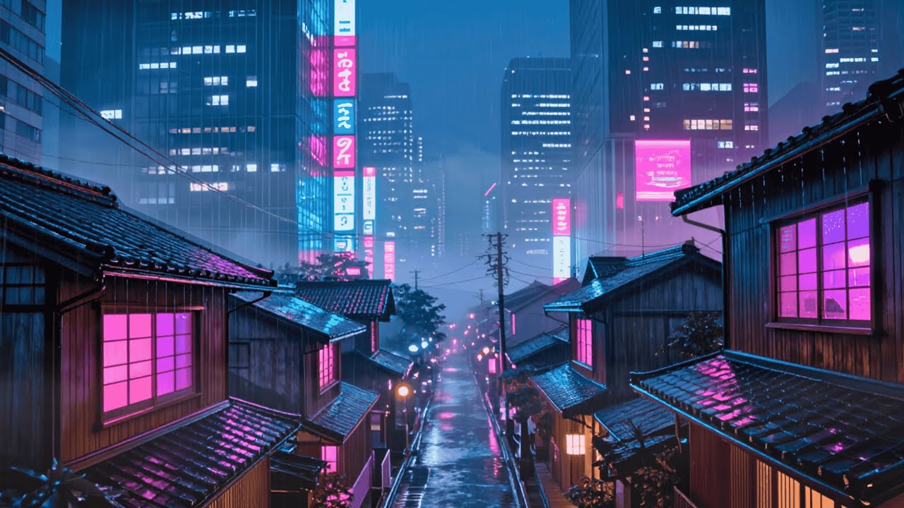Cyberpunk Lofi Streets at Night | Neon Rain
