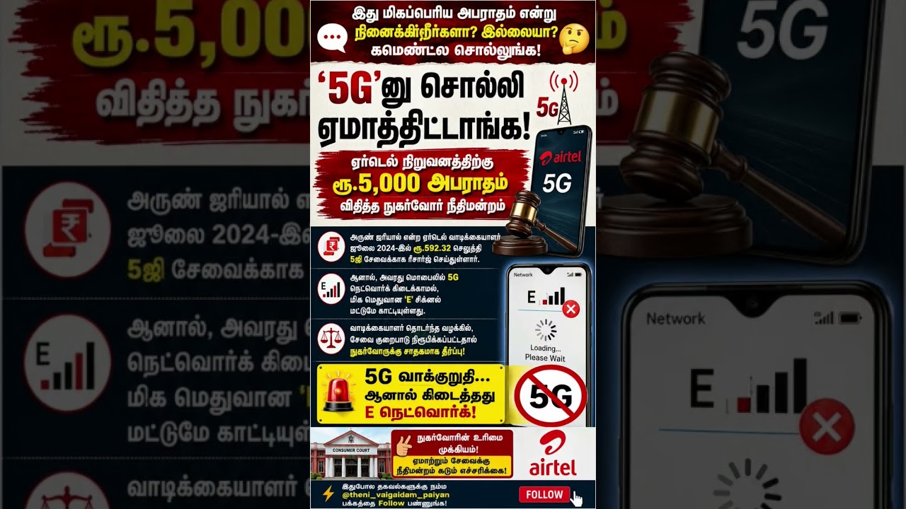 Paid for 5G, Got Only &lsquo;E&rsquo; Signal! Airtel Fined by Consumer Court.