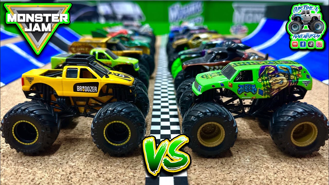 Toy Diecast Monster Truck Racing Tournament | 3 Spin Master MonsterJam teams race for the top spot!