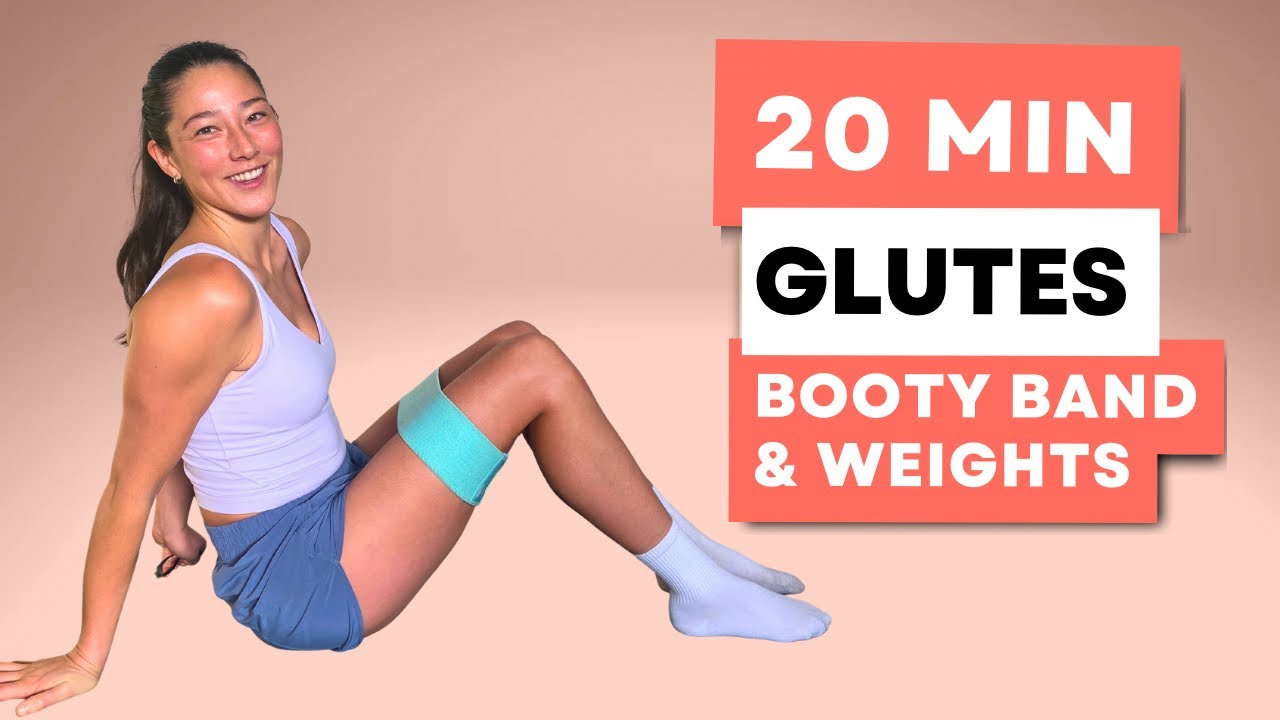 20 Min GROW GLUTES | At Home Booty Strength Workout with Bands & Weights | No jumping & No noise