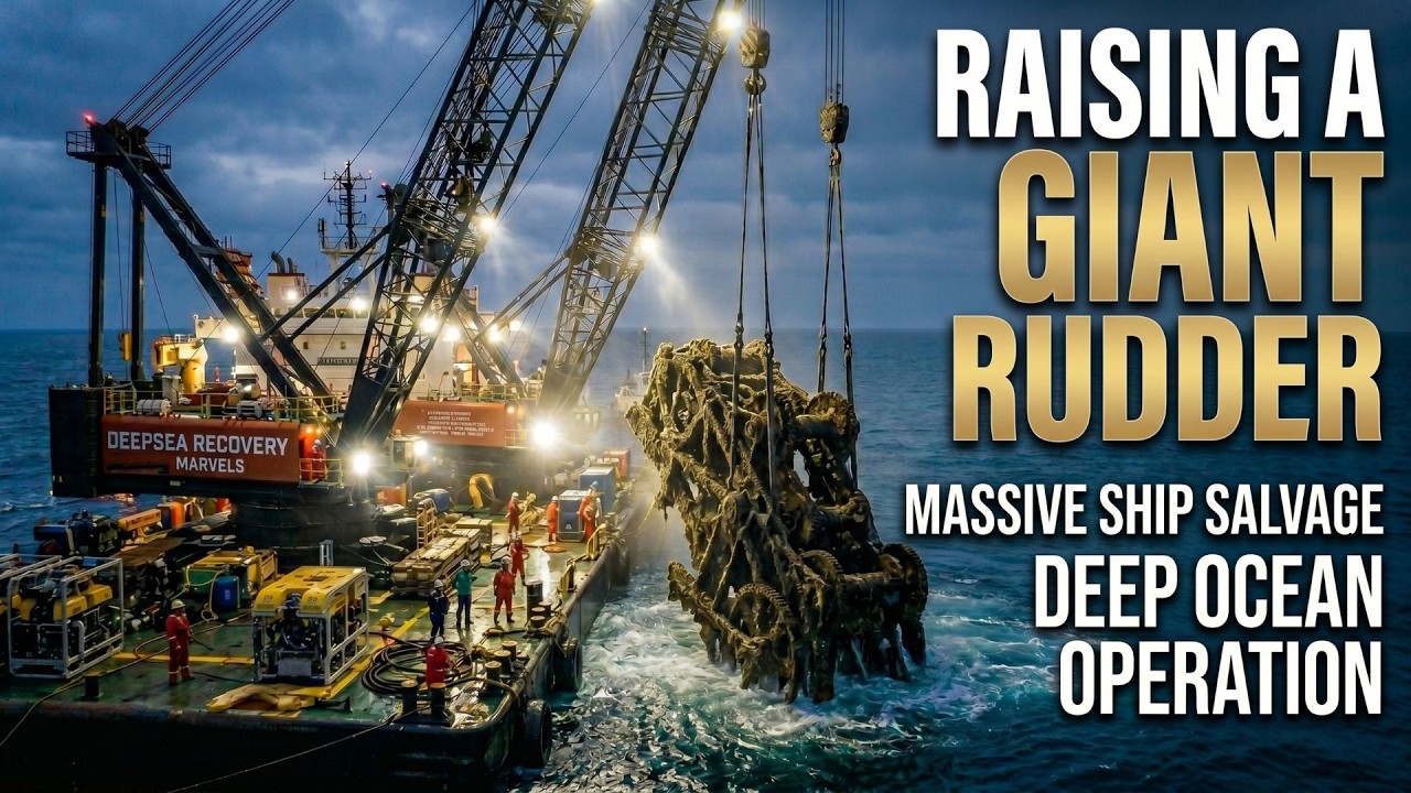 Lifting a Giant Rudder: Massive Ship Salvage Operation #salvageoperations #deepoceanrecovery