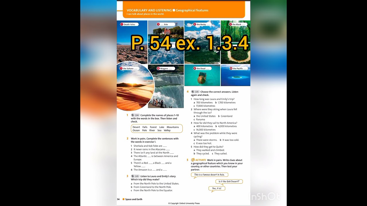 Geography features.P.54 ex.1 Ағылшын тілі 7 сынып. English plus grade 7. Английский язык 7 класс🎧