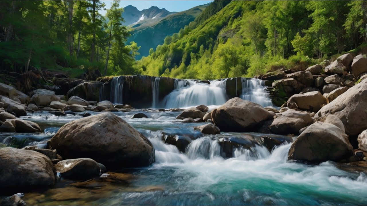 Stunning Mountain Stream Adventure &ndash; Beautiful Nature Waterfall Exploration
