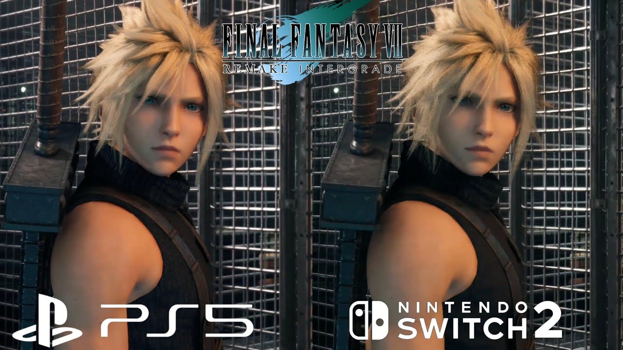 Final Fantasy VII Remake Intergrade для Nintendo Switch 2 Edition и PS5 — сравнение бок о бок.