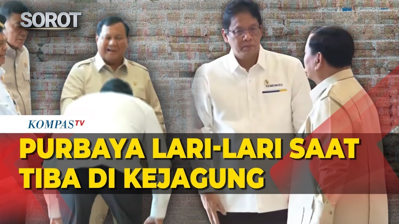 Di Depan Prabowo, Menkeu Purbaya Lari-Lari Saat Tiba di Kejagung