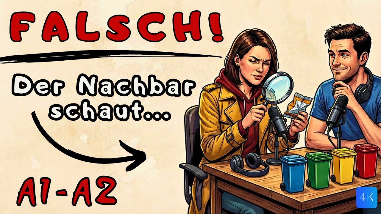 🎙️ Podcast 😱 Der Nachbar kontrolliert deinen Müll! 5 Tonnen, 1000 Regeln! (A1-A2)
