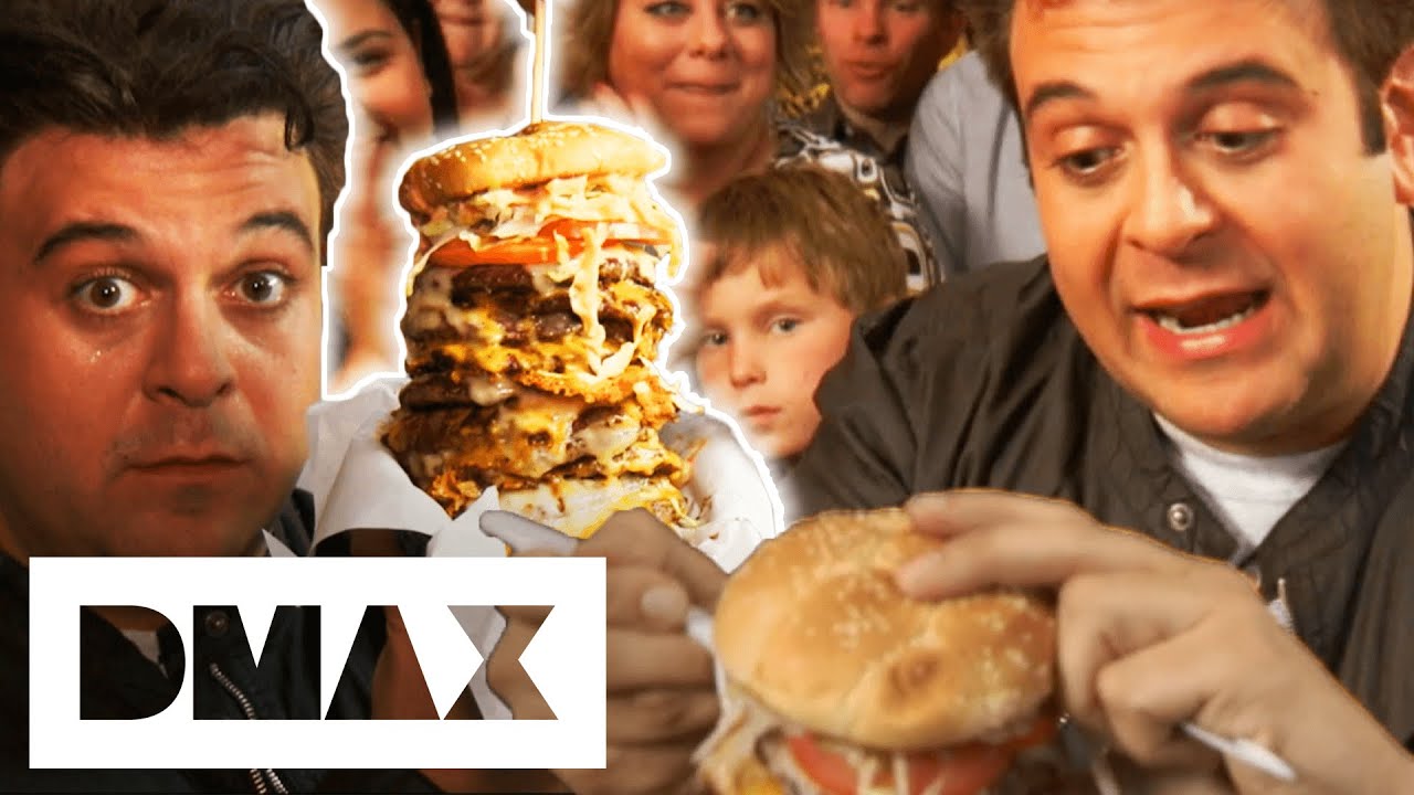 Адам против OMG Burger Challenge: 12-дюймовый бургер из 12 котлет! | Человек против еды