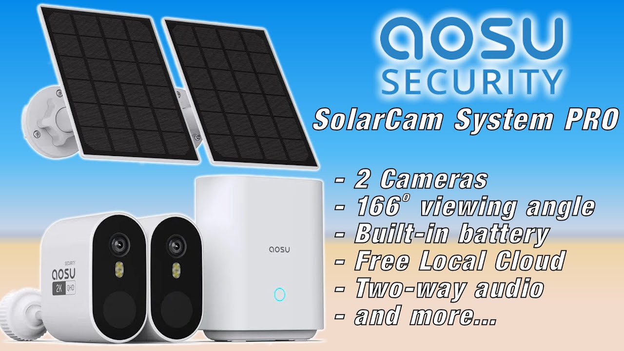 AOSU 2K QHD Wi-fi Camera Solar Panel Battery, with HomeBase x local cloud without subscriptions