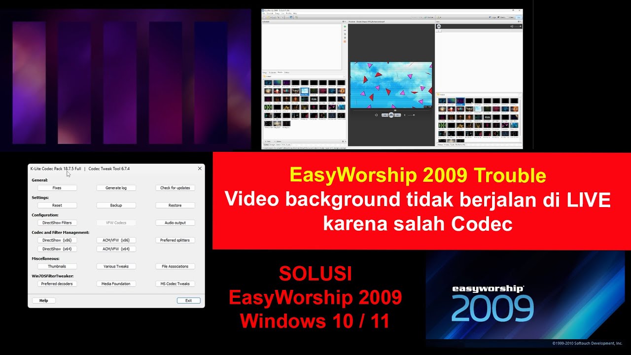video background easyworship 2009 freeze, tidak bisa berjalan di Windows 10 dan 11, ini solusinya