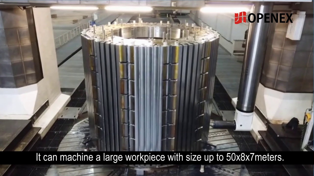 Schiess Double Gantry Machining Center for heavy machining a generator motor