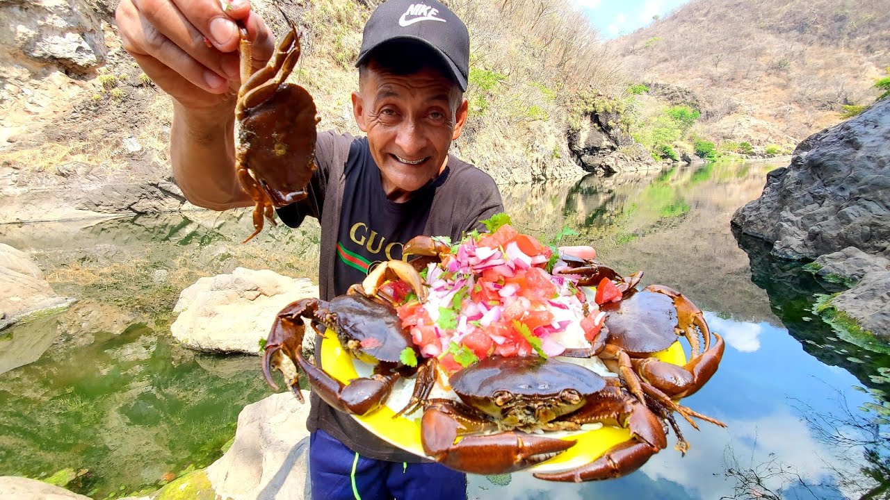 PESCA y COCINA de cangrejos de rio