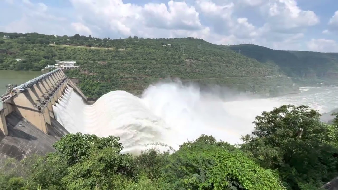 Srisailam project water outflow @Andhra Pradesh, India