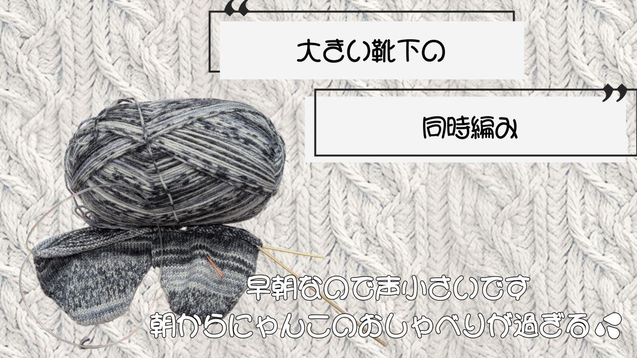 大きい靴下の同時編み始めました