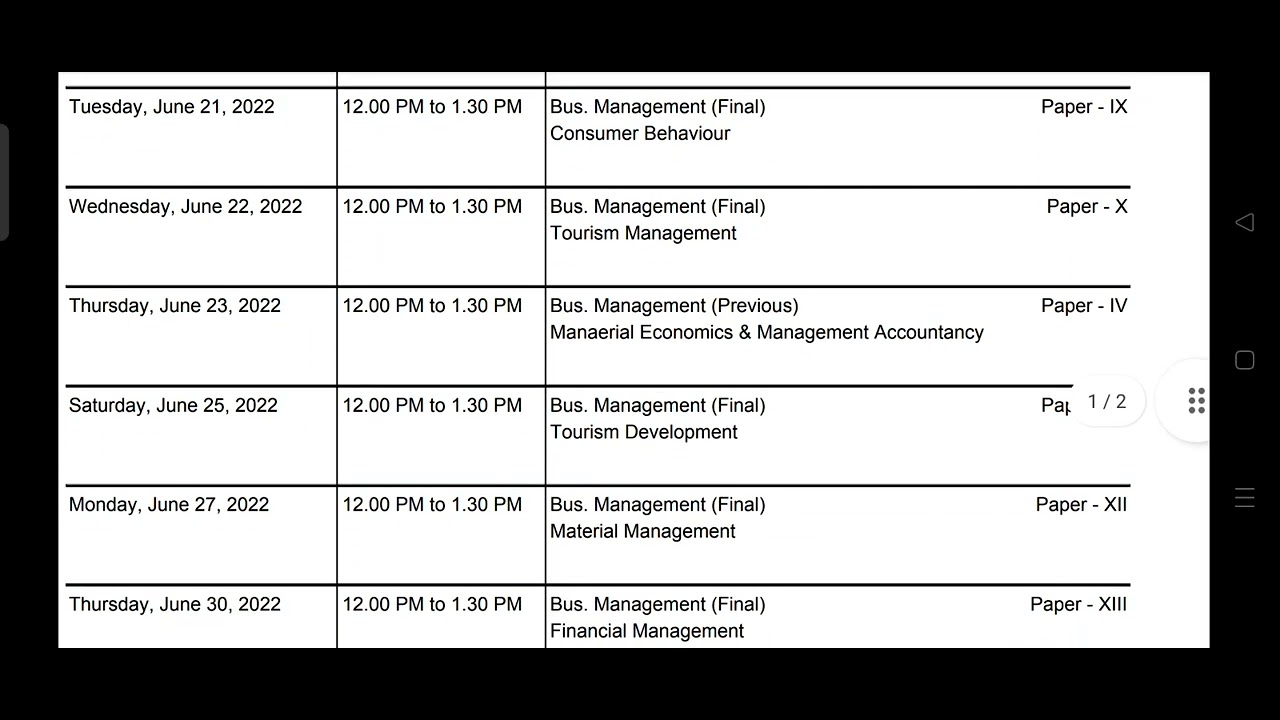 MGSU M.Com. Business Management time table 2022 ||