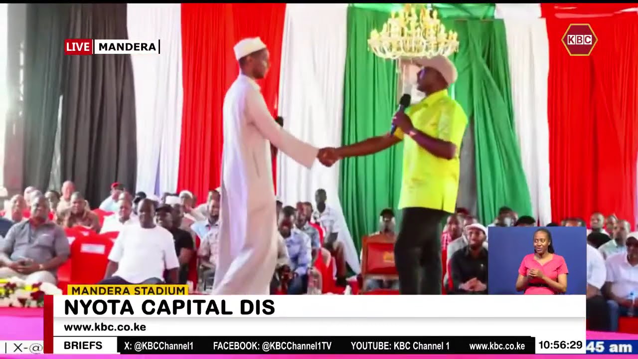 President Ruto during the disbursement of Nyota Start-Up funds at Mandera Stadium, Mandera County.