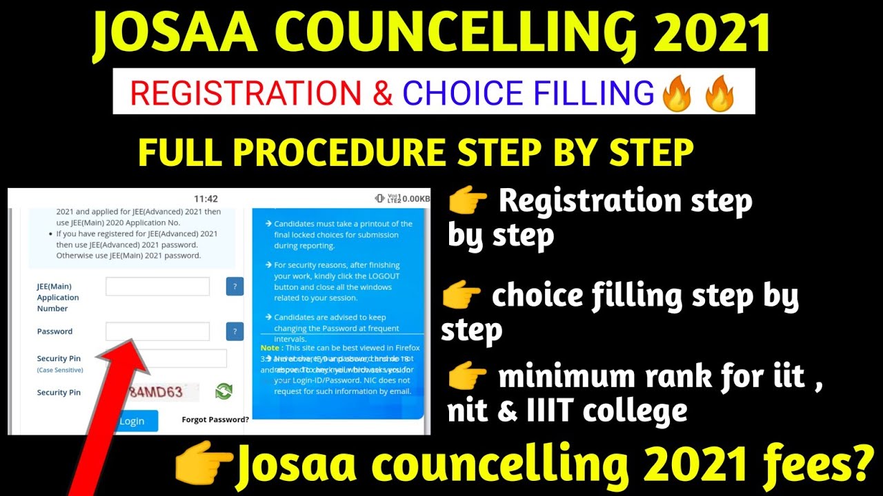 JOSAA COUNCELLING 2021 REGISTRATION AND PROCEDURE STEP BY STEP|CHOICE FILLING STEP BY STEP|JOSAA2021