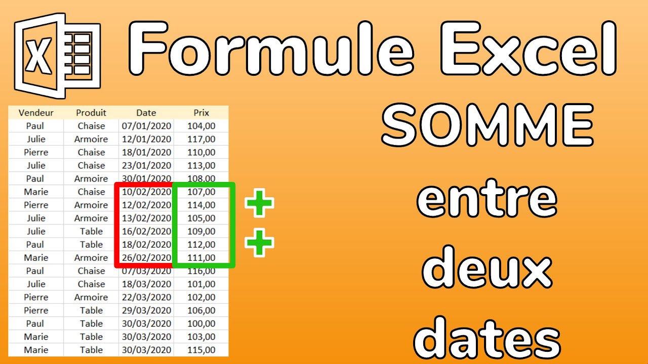 Excel - Recherche, somme et formule entre 2 dates - SOMME.SI.ENS entre 2 dates - Docteur Excel