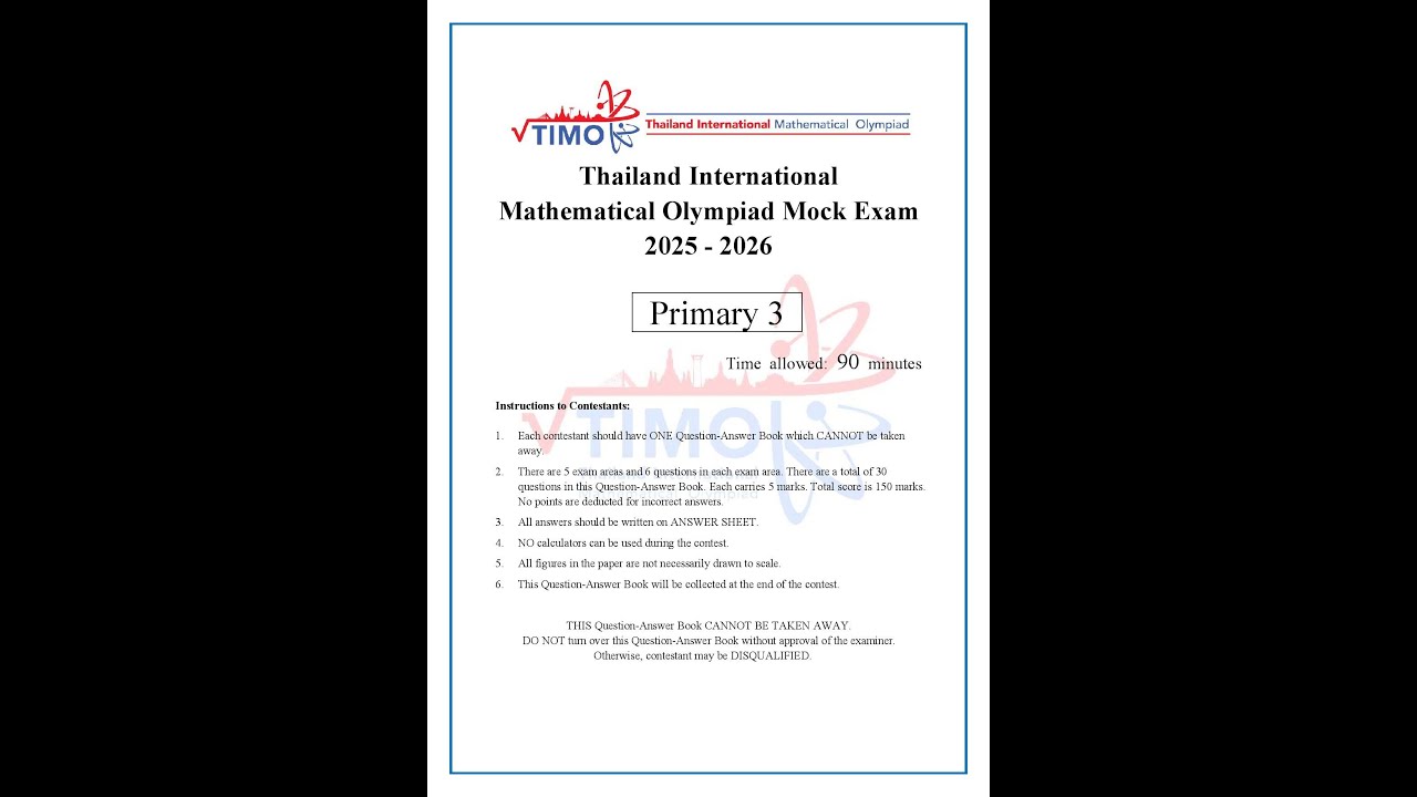 TIMO Mock Exam 2025-2026 Primary 3