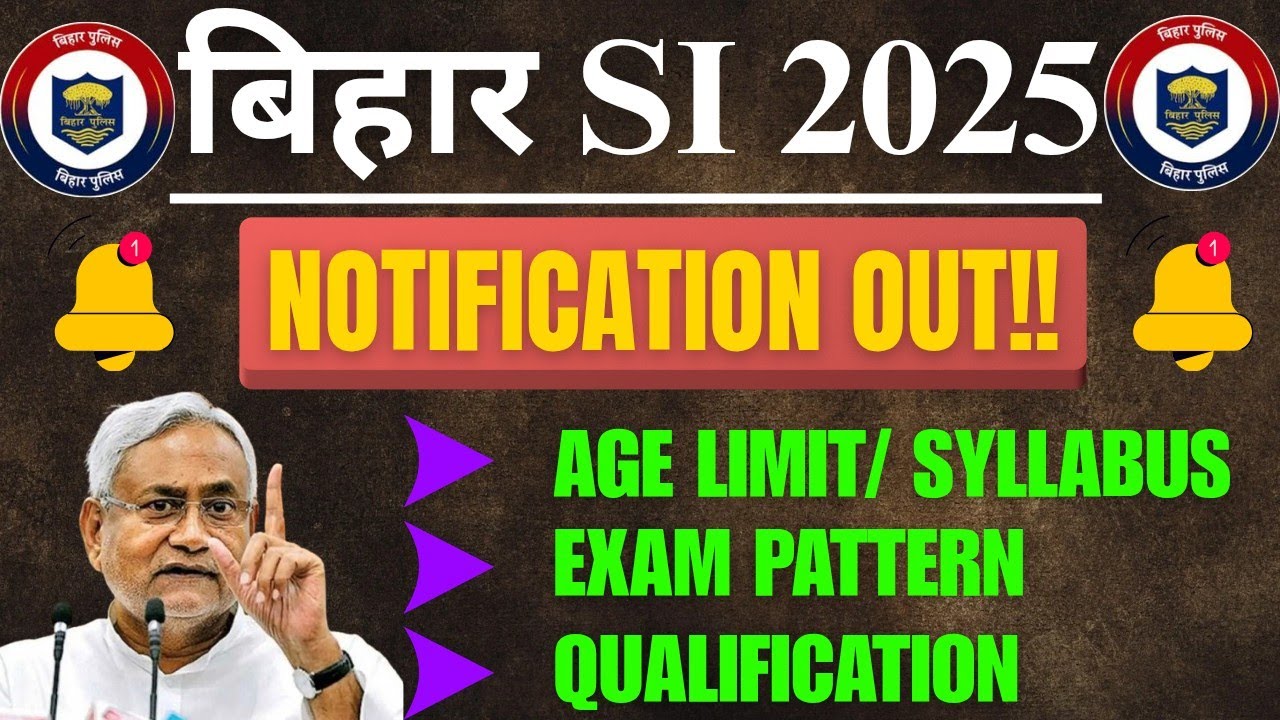 BIHAR SI BHARTI 2025 | BIHAR DAROGA NEW VACANCY 2025 | BIHAR POLICE SI SYLLABUS, EXAM PATTERN...|