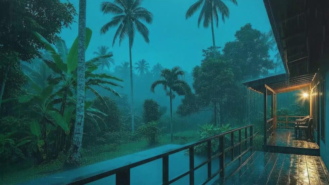 Deep Sleep Tonight with Warm Rain and Distant Thunder at Cozy Cabin 🌧️