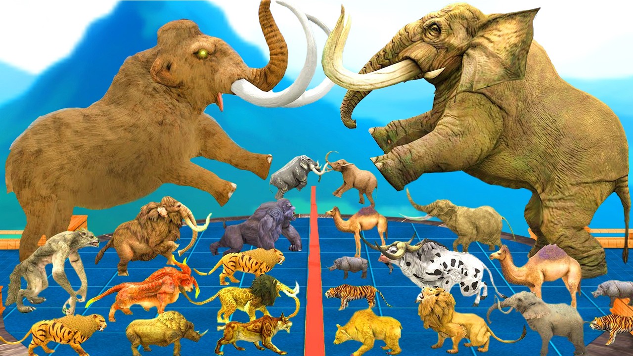 Animal Epic Battle Prehistoric Mammals VS Modern Mammals Size Animal Revolt Battle Simulator