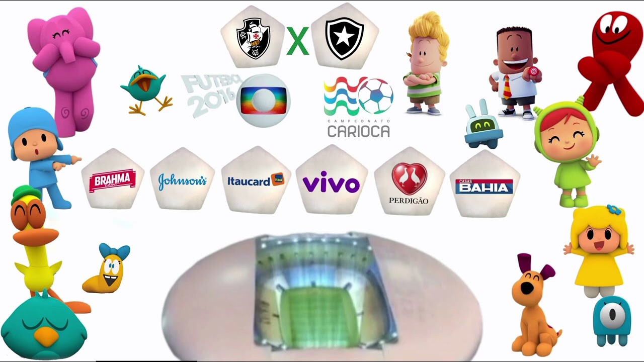 Carioca 2016 os parceiros do futebol na Globo 2016 Vasco X Botafogo Pocoyo bea nina pato amigos 