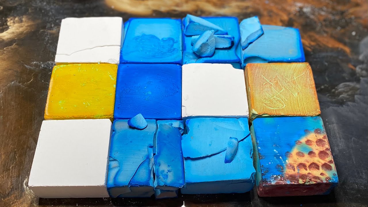Dyed Blocks and Plain Fresh Blocks C1 | Fresh Blocks Crush | Soft Dyed Gym Chalk asmr