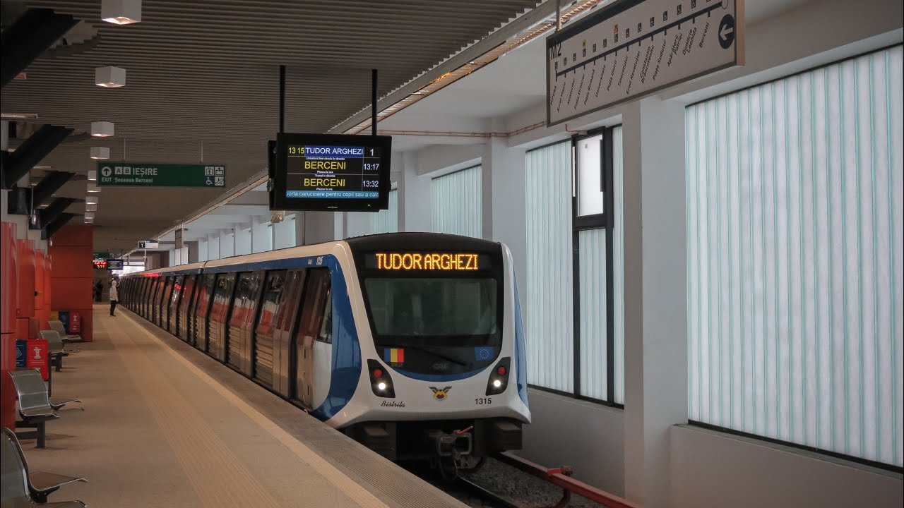 Trenul de metrou CAF BM3 1315-2315 “Bistrița” cu călători între BERCENI și TUDOR ARGHEZI