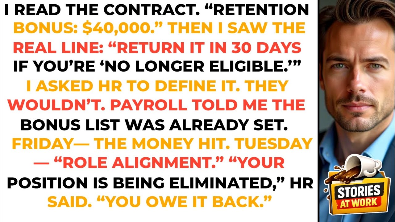 My Retention Bonus Was $40,000 — But the Contract Said “Return It in 30 Days”