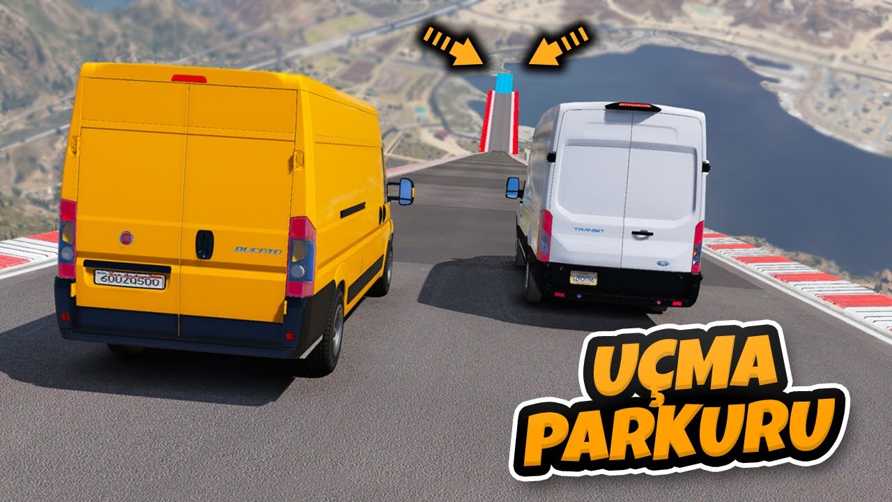 Süper Panelvan Arabalar Uçma Parkurunda Uçuyor - GTA 5