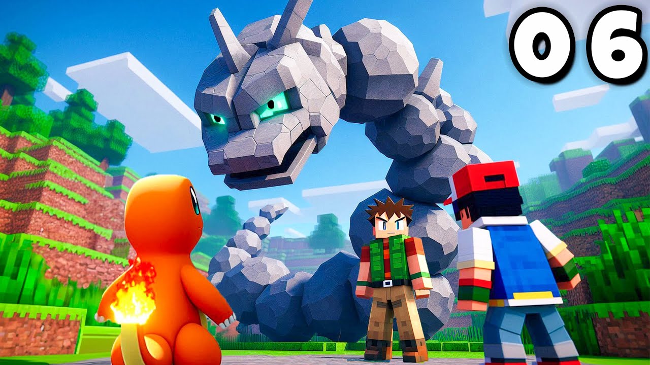 i battle with GYM LEADER BROCK & charmander EVOLVE | Cobblemon EP06 | Pokemon Gameplay