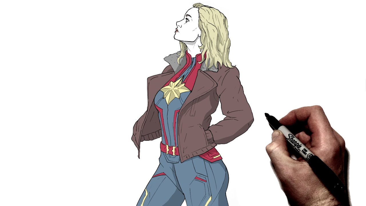 How To Draw Captain Marvel | Step By Step | Marvel