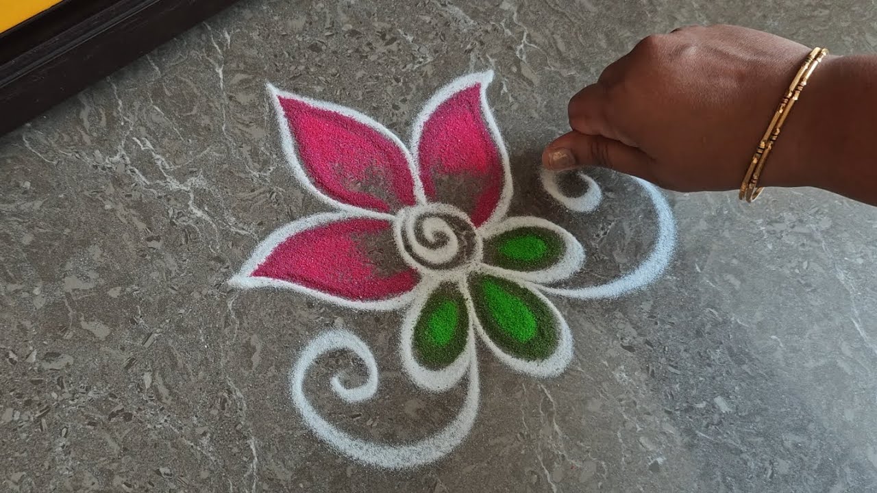 Beautiful border rangoli designs | Friday rangoli | Lotus rangoli | Simple border rangoli | Kolam 