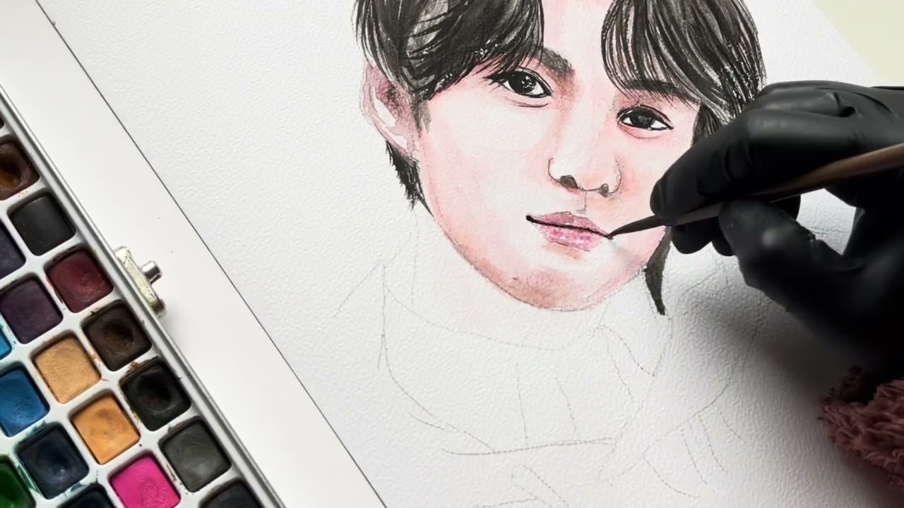 How to paint realistic skin tones | BTS Jung Kook drawing