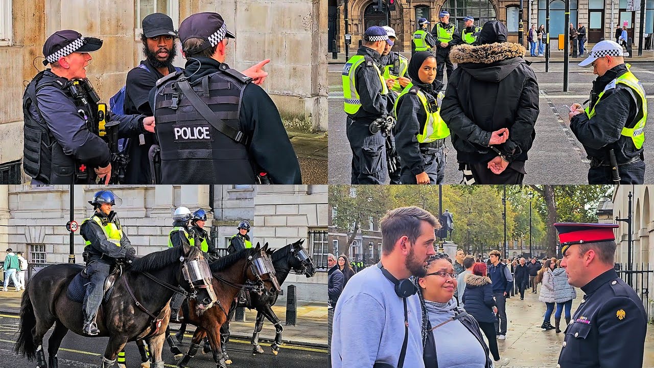 YOU NEED TO LEAVE NOW! POLICE REMOVE IDIOT AND ARREST ANOTHER -  ONE YEAR AGO at Horse Guards!