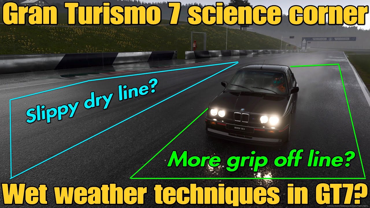 Уголок науки Gran Turismo 7... Работают ли приемы вождения в сырую погоду в GT7?