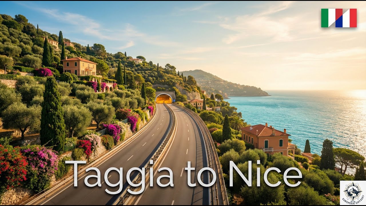 French & Italian Riviera 4K | Taggia to Nice | Relaxing Coastal Drive