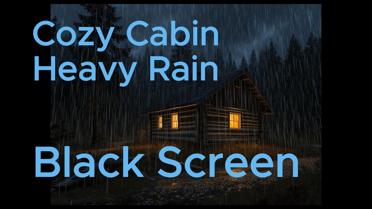 10 Hours Cozy Cabin Heavy Rain for Sleep & Deep Sleep (Black Screen, No Music)