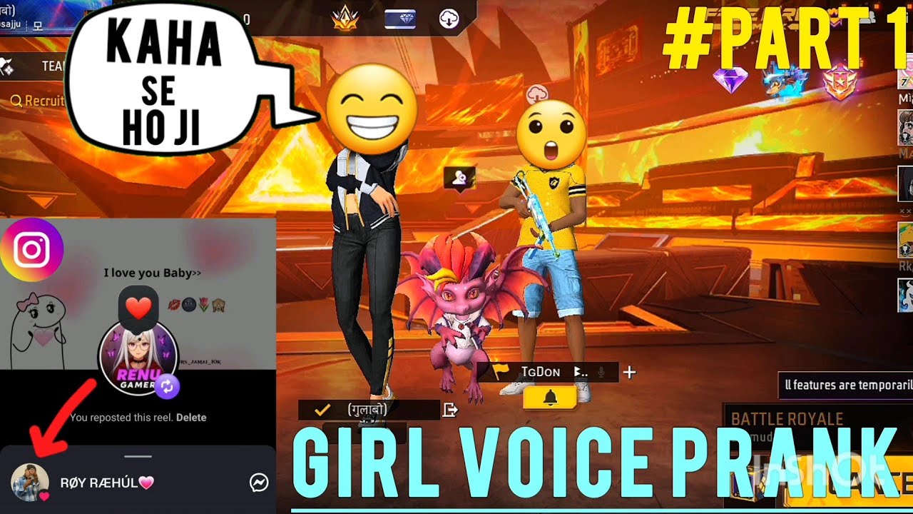 Cute Girl Voice prank Free fire #part.1