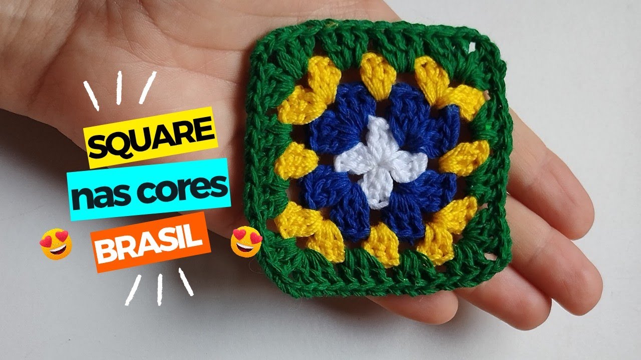 SQUARE ADAPTADO BR|SUCESSO de VENDAS #rapido #passoapasso #squaredecroche #copadomundo #facil 