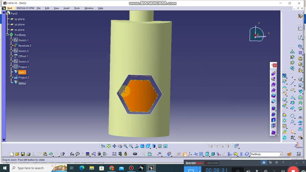 Blend, Generative Shape Design Modeling in CATIA V5, Surface projection, blend command in CATIA.